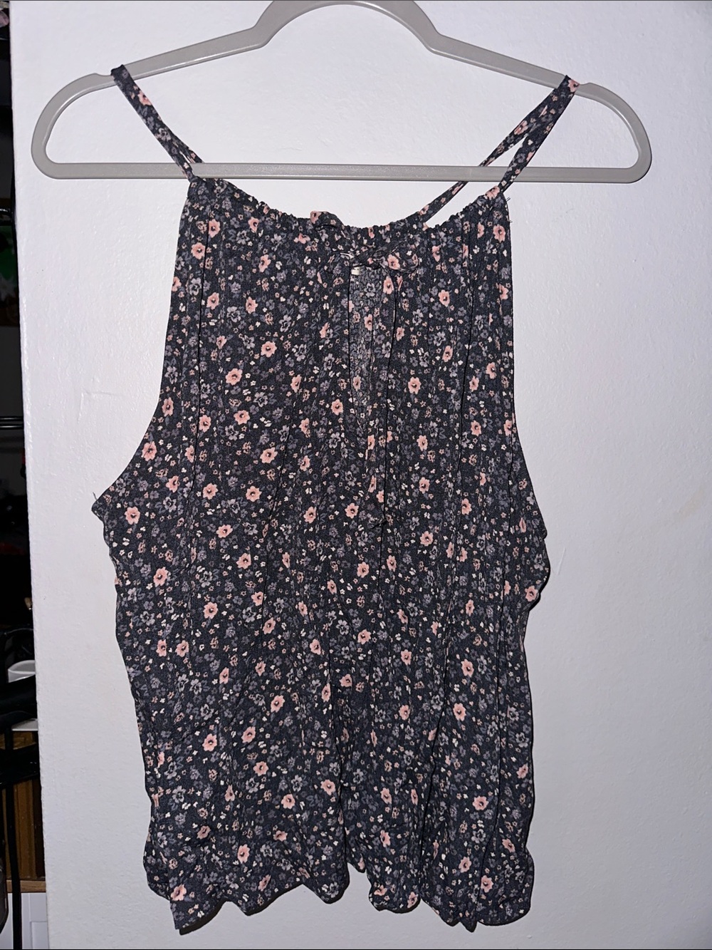 torrid Grey Halter Camisole with Pink Floral Print